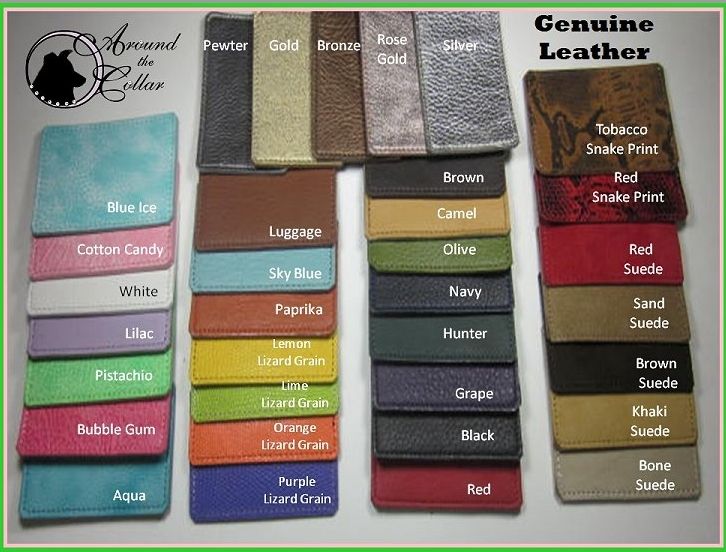 Color Chart for Around the Collar dog slings